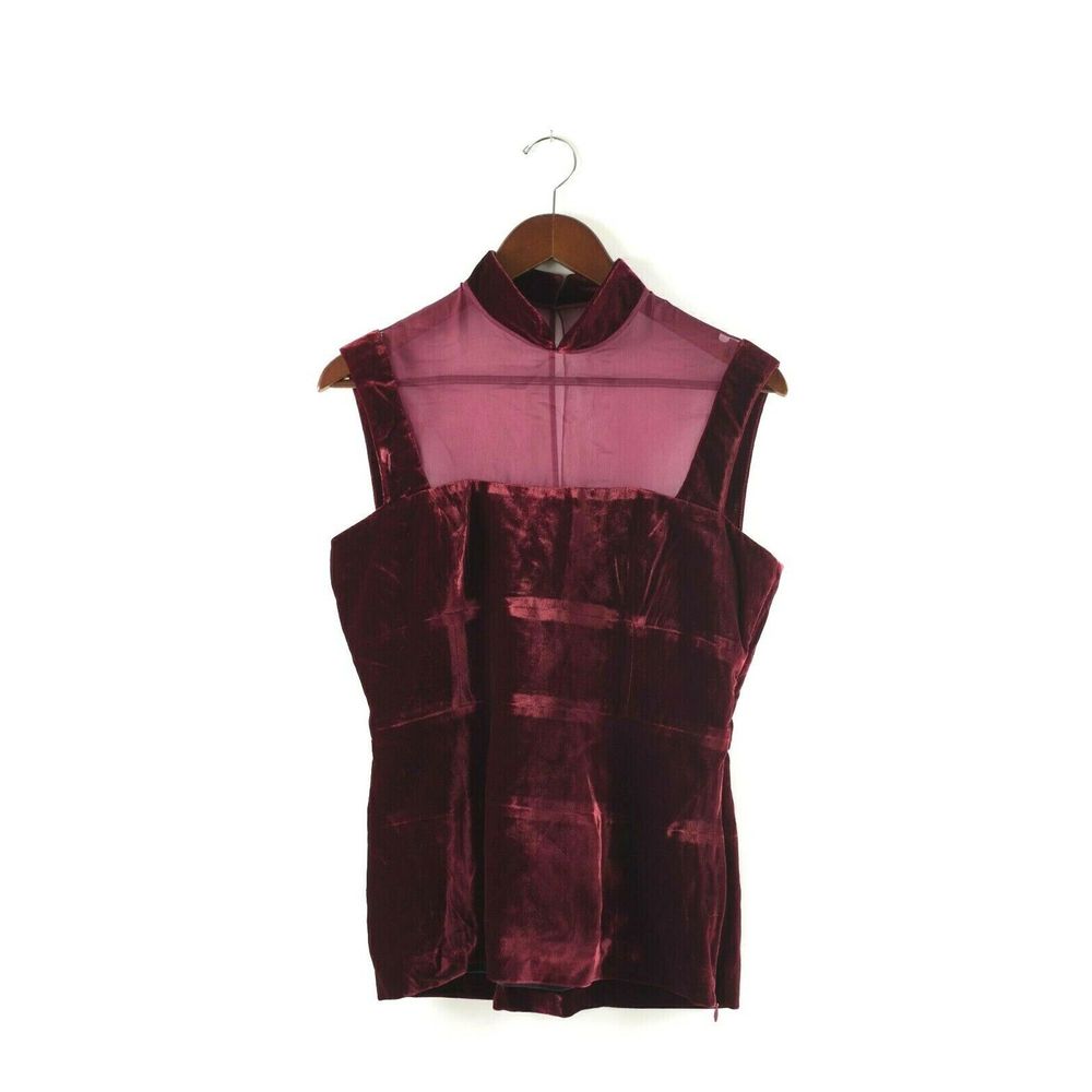 L'Wren Scott Tea Time Size 44 Red Velvet Silk Top